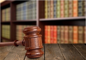Gavel on desk.