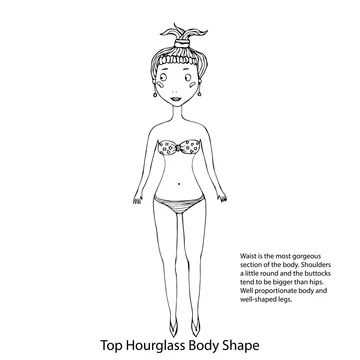 Top Hourglass Female Body Shape Sketch. Hand Drawn Vector Illustration  Isolated on a White Background. Stock Vector