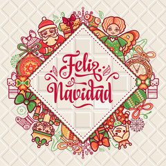 Feliz navidad. Xmas card on Spanish language.