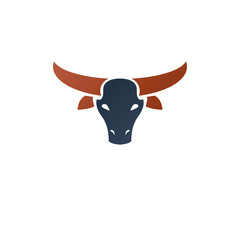 Horned bull head ancient emblem animal element. Heraldic vector design element. Retro style label, heraldry logo.
