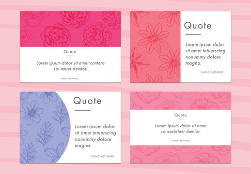 Four Floral Quote Postcard Layouts