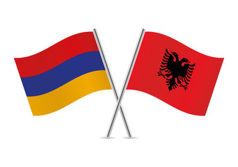 Armenia and Albania flags. Vector illustration.