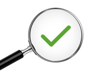 Lupe sucht/findet - grüner Haken