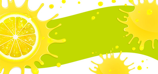 Banner with Lemon and Splash Juice