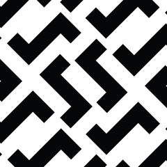 Irregular Maze Lines. Zigzag stripes Pattern. Vector Black and White background