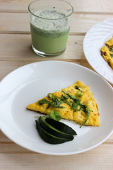 The fried village eggs with greens