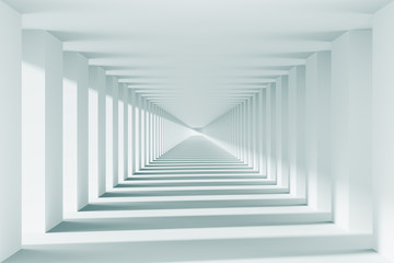 design element. 3D illustration. rendering. futuristic interior. empty corridor, black and white
