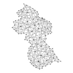 Map of Guyana from polygonal black lines and dots of vector illustration