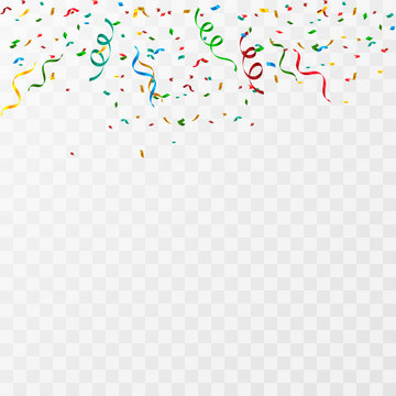 Colorful party confetti on a transparent background