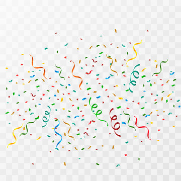 Colorful party confetti on a transparent background