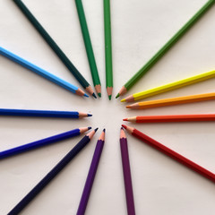 Color pencils isolated on white background.Close up.