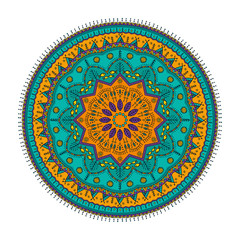 Ornament color card with mandala. Vintage decorative elements. Hand drawn background. Logo.