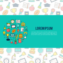 Vector horizontal composition with school elements. Modern template illustration. Banner or flyer template with with place for text