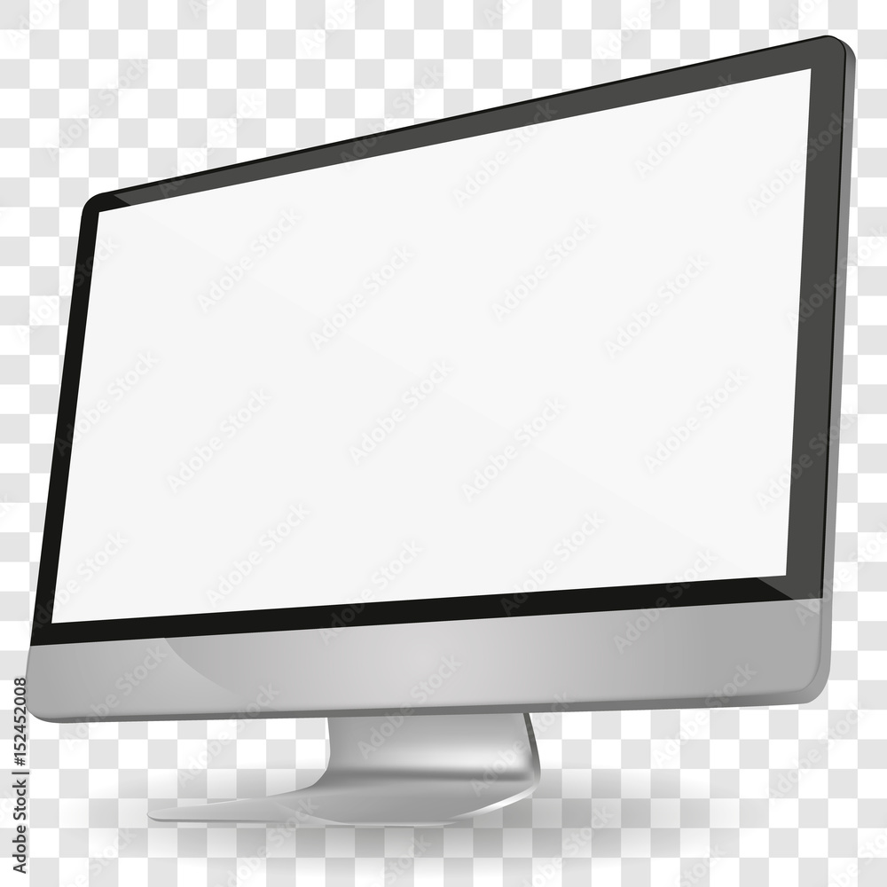 Poster Computer display with blank white screen isolated on a transparent background