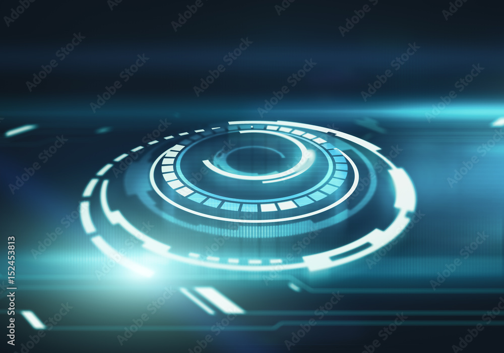 Poster 3d digital illustration of round part of the futuristic interface.