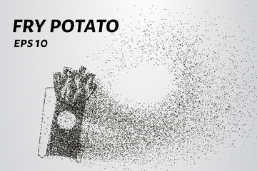 Fototapeta na wymiar French fries from the particles. Fries consists of small circles and dots. Vector illustration.