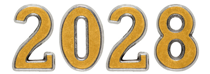 2028 inscription, isolated on white background, 3d render