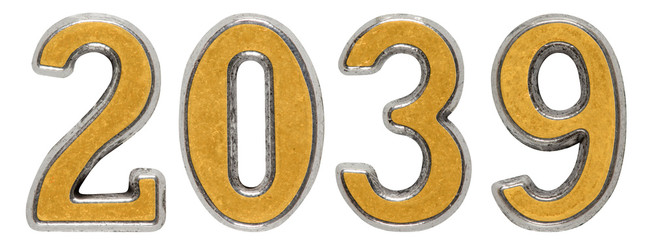 2039 inscription, isolated on white background, 3d render