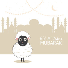 Sheep vector. Islamic festival of sacrifice, eid al adha celebration greeting card