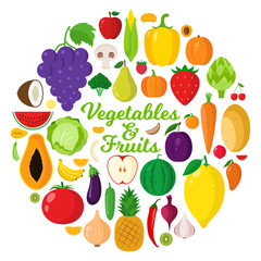 Vector vegetables  and fruits illustration