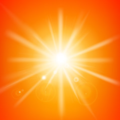 Obraz premium Abstract yellow and orange background with sunlight and flare element for summer vector illustration eps10