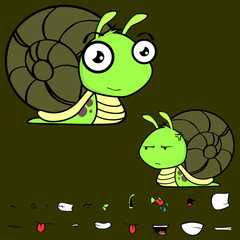 snail cartoon expressions pack collection in vector format