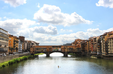 Obraz premium panorama di Firenze con ponte vecchio