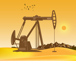 Illustration of oil production in the desert