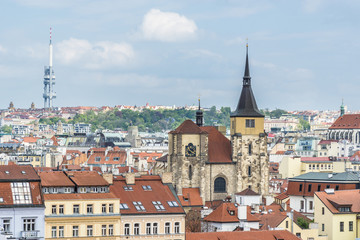 Obraz premium Spring, sunny day in Prague. Aerial view.
