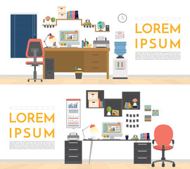 Vector illustration. Modern business workplace.