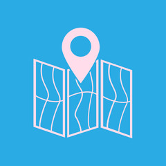 Map icon. Location symbol. Flat design style.