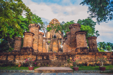 Old Brick cham towers in Nha Trang, landmark Vietnam