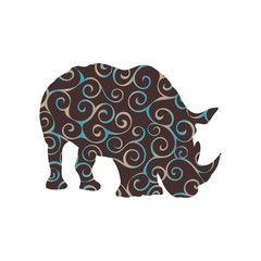 Rhinoceros mammal color silhouette animal