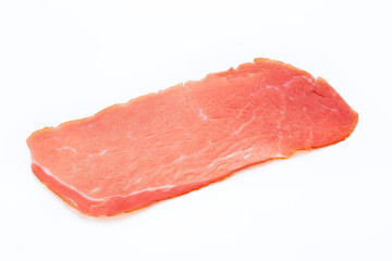 Pork ham slices isolated on white background.