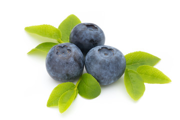 Fresh blueberries on a white background.