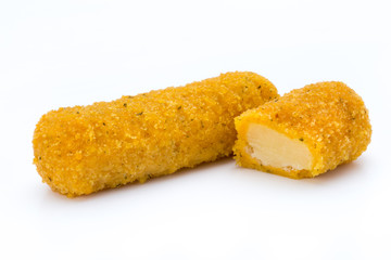 Fish fingers on the white background.