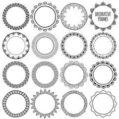 Set of frames for text or photo. Sketch. Freehand drawing