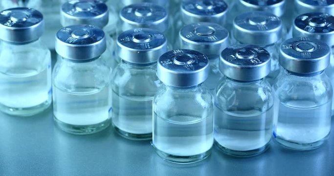 4k close-up of injection bottle.medical health medicine hospital equipment & drug vial.