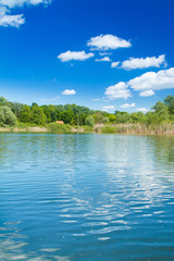      Beautiful landscape scenery – lake in nature park Lonjsko polje, Croatia 