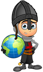 Boy Black Knight Cartoon Character
