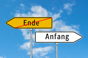 Ende / Anfang Schild