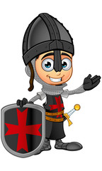 Boy Black Knight Cartoon Character