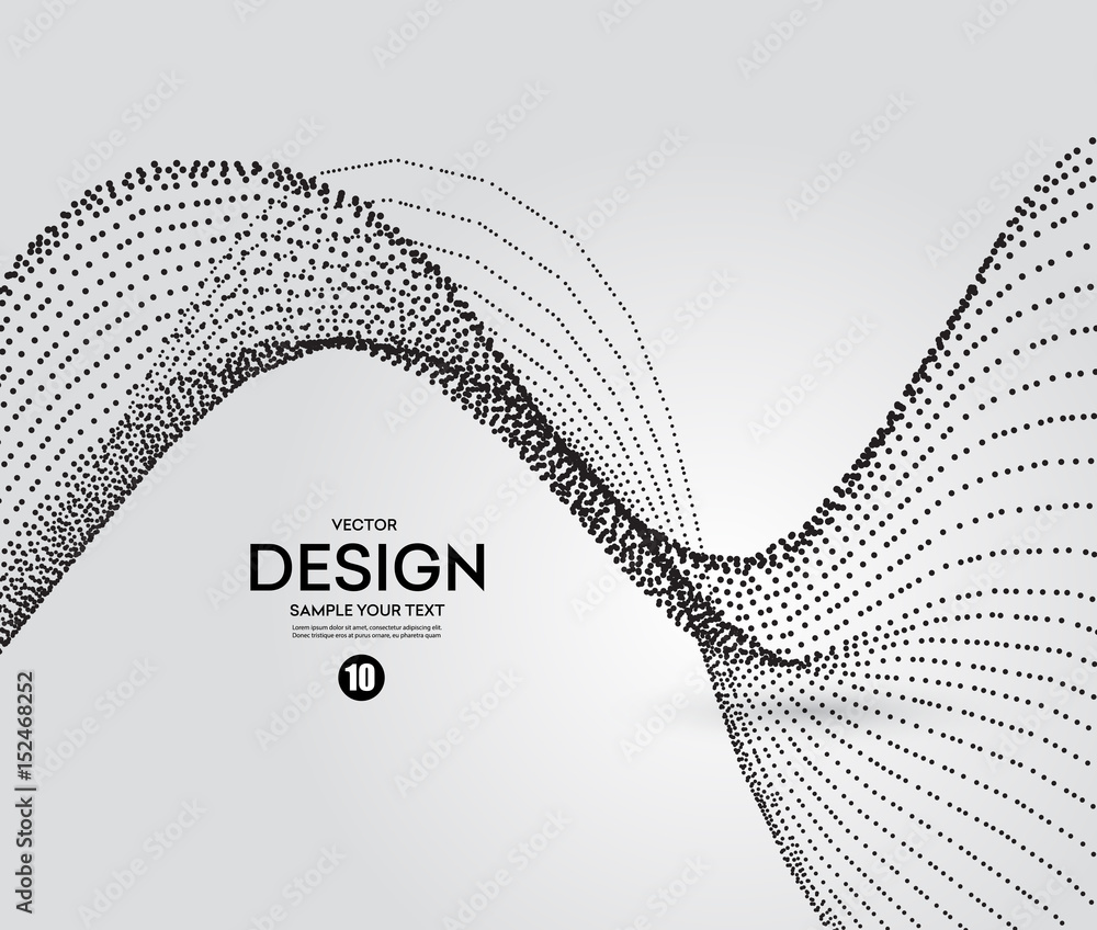Poster Abstract background with dots lines. Vector particles. Halftone wavy line.