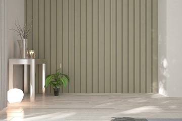 White empty room. Scandinavian interior design. 3D illustration