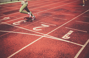 Fototapeta premium runners approaching the finish line of a race