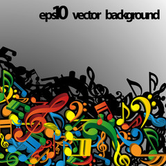  3D Colorful Musical Notes Concept Background 