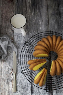 Soft and delicious bundt cake with a golden velvety crumb.