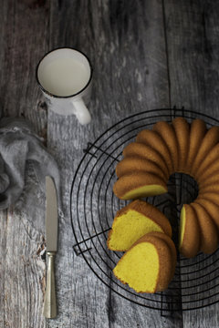 Soft and delicious bundt cake with a golden velvety crumb.