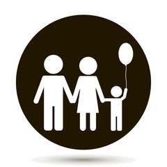 Family for a walk. Family with a balloon. Child with a balloon