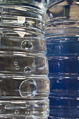 Close Up Abstract of Plastic Water Bottles